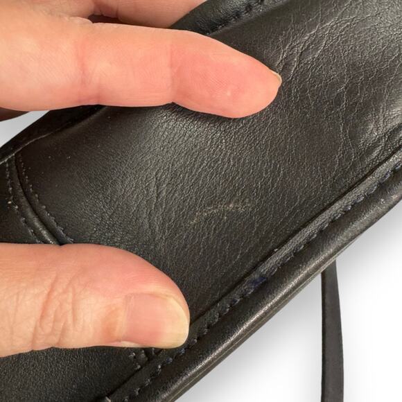 Vintage Dove Navy Blue Medium Unlined Leather Top Handle Cross Body Purse - Picture 16 of 16